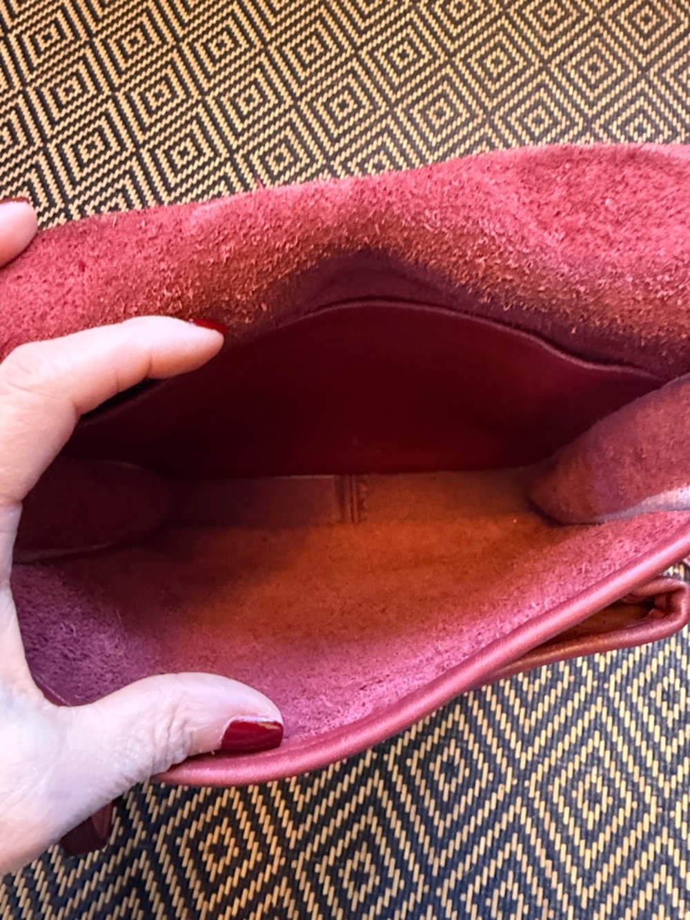Vintage Coach Station Bag BORDEAUX (red/burgundy) with brass 5130 - Picture 16 of 17